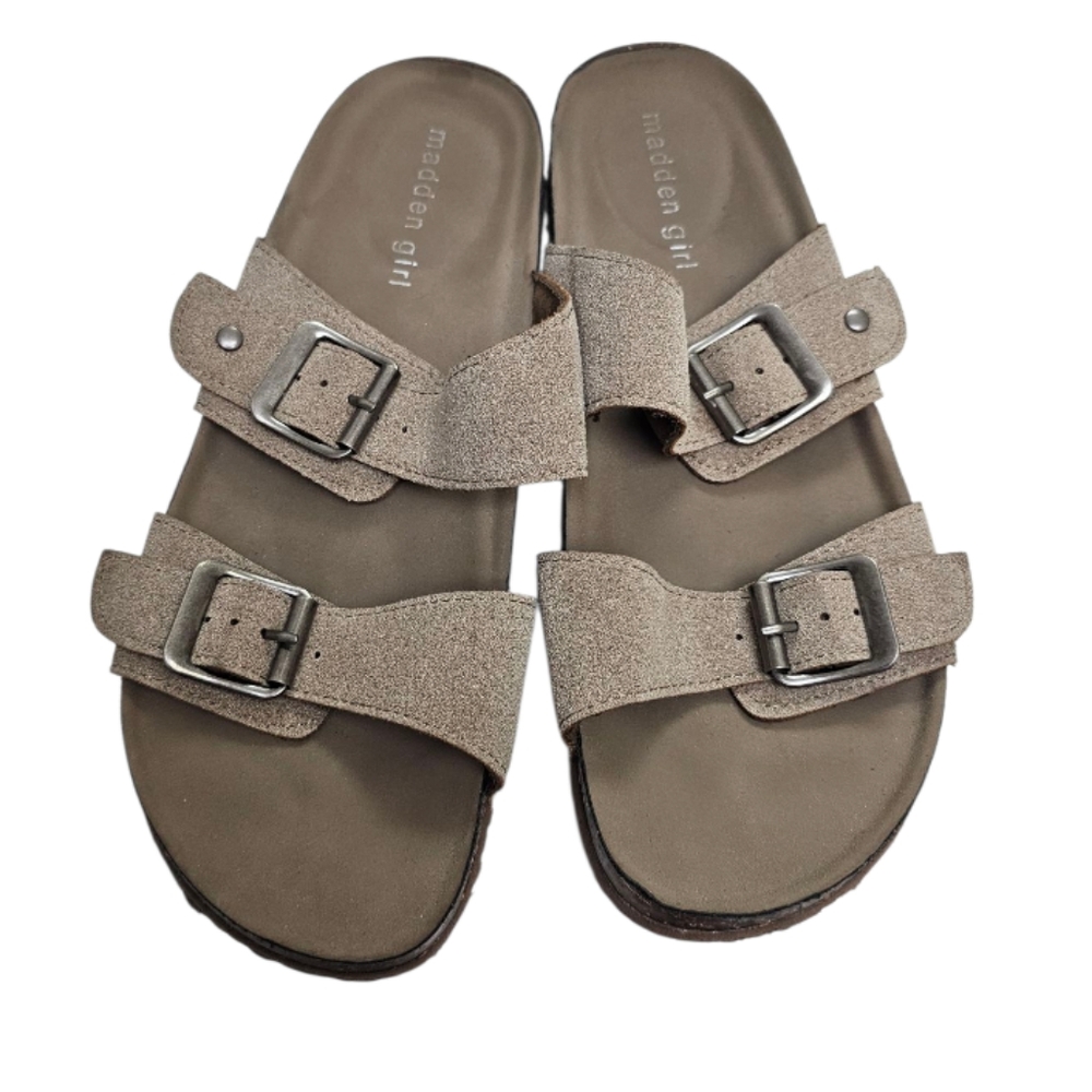 Steve Madden Tan Suede Buckle Sandals - Picture 2 of 8